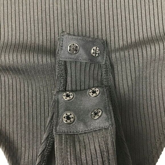 NEW Guess Olya Crochet Trim Bodysuit Women's XL Black Ribbed Knit Stretch V-Neck - Picture 4 of 12